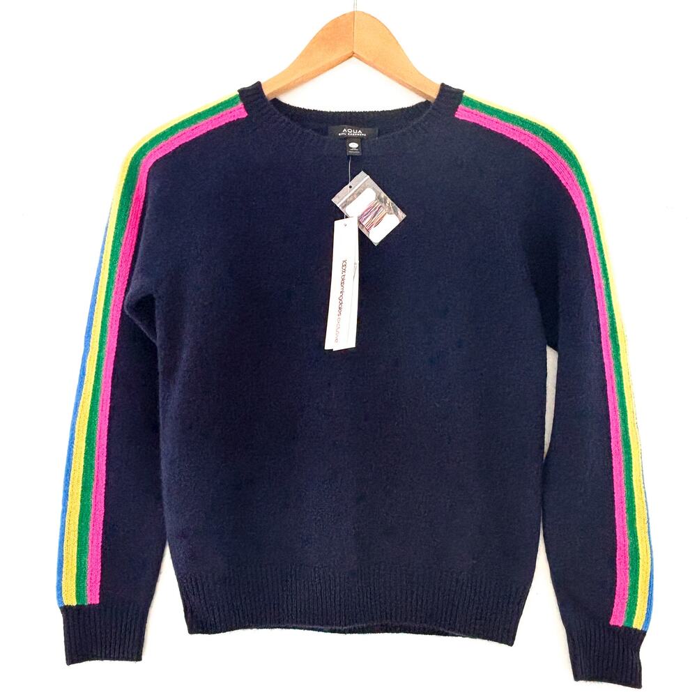 Aqua, Navy Blue, Girls Cashmere Sweater, Size 9/10 Years